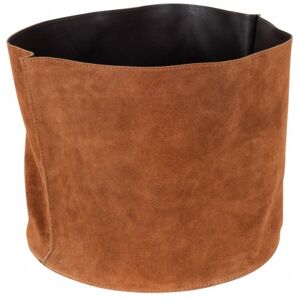 LANADECO Panier de rangement rond bas cuir marron