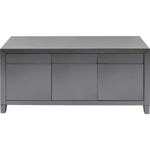 Kare Design Buffet 3 portes 3 tiroirs en verre gris