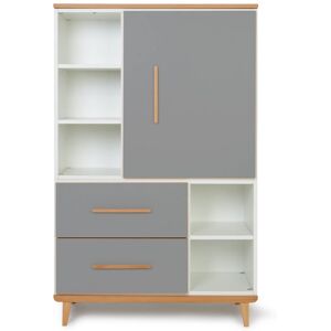 Wookids Armoire 147cm 1 porte 2 tiroirs gris ardoise