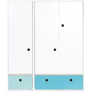 Wookids Armoire 3 portes facades tiroirs bleu ciel-bleu paradis