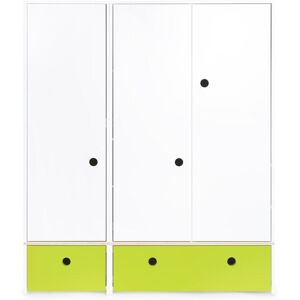 Wookids Armoire 3 portes facades tiroirs citron vert