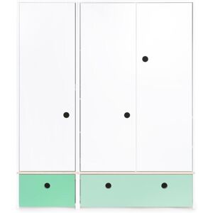 Wookids Armoire 3 portes facades tiroirs vert ocean