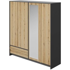 CAMIF Armoire 4 portes effet bois et noir