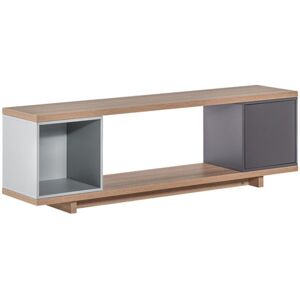 Calicosy Meuble TV avec 2 cases L138 cm - Gris et chene