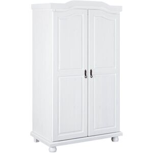 Altobuy Armoire 2 portes + penderie bois massif vernis blanc