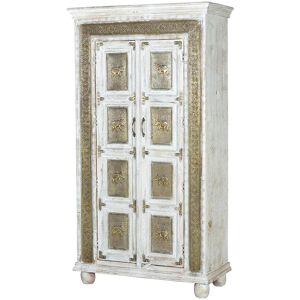 GINER Y COLOMER Armoire en manguier blanc vieilli craquele.