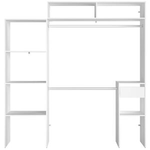 Concept Usine Dressing blanc extensible avec penderie, etageres et tiroirs