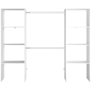 Concept Usine Dressing blanc 6 etageres, 2 penderies 220 x 40 x 180 cm