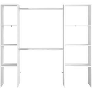 Concept Usine Dressing blanc 6 etageres, 2 penderies 198 x 40 x 180 cm