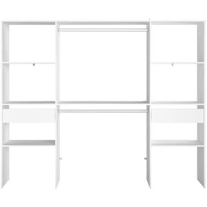 Concept Usine Grand dressing blanc avec 2 penderies, 6 etageres et 2 tiroirs