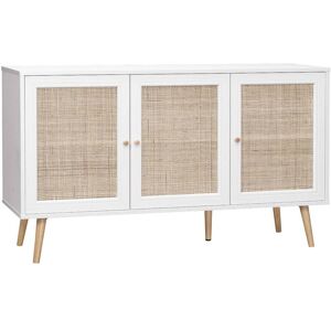 sweeek Buffet de rangement cannage, blanc - 120x39x70cm