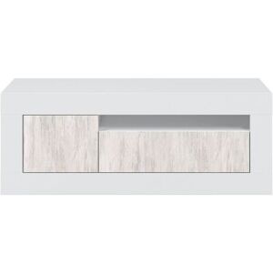 Usinestreet Meuble TV design blanc/bois avec 2 portes L139cm