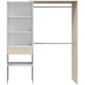 Fores Armoire dressing effet bois et blanc - L158 x H187 cm