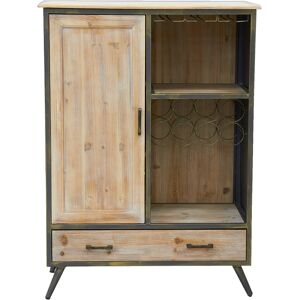 Aubry Gaspard Meuble bar en bois et metal etageres et tiroirs