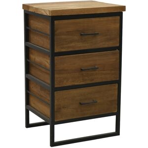 Aubry Gaspard Commode en bois recycle et metal loft 3 tiroirs