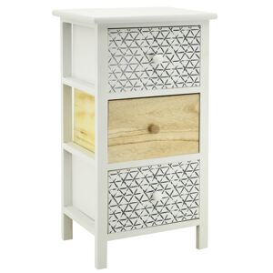 Aubry Gaspard Commode en bois teinte blanc et naturel 3 tiroirs