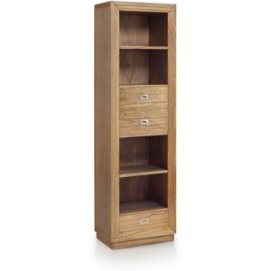 MOYCOR Bibliotheque en bois de mindi beige 4 espaces et 3 tiroirs H 190 cm