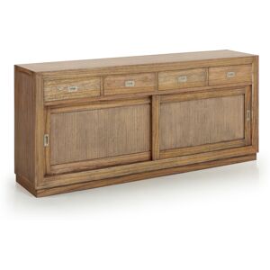 MOYCOR Buffet en bois de mindi beige 4 tiroirs 2 portes L 200 cm