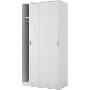 Dmora Garde-robe a 2 portes coulissantes effet bois blanc