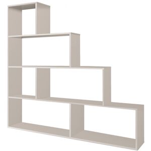 Dmora Bibliotheque 6 etageres effet bois blanc brillant