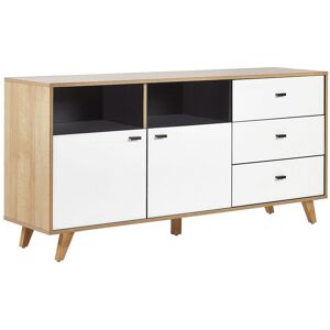 Beliani Commode effet bois clair blanc 3 tiroirs