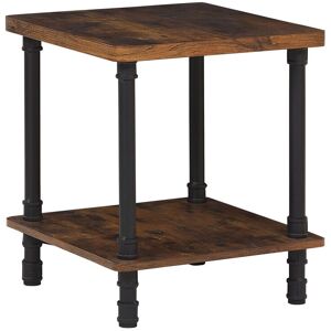 Beliani Table de chevet effet bois fonce et noire