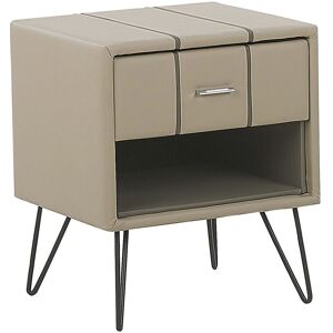 Beliani Table de chevet en cuir PU beige