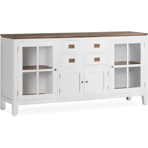 MOYCOR Buffet en bois de mindi blanc et plateau marron L 180 cm