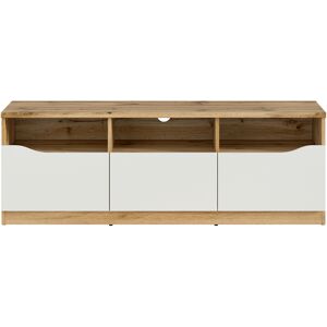 Petits meubles Meuble tv 3 tiroirs 135 cm blanc et naturel