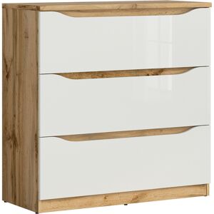 Petits meubles Commode 3 tiroirs blanche et naturelle