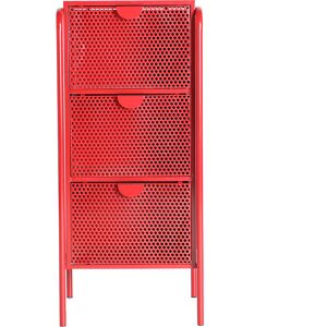 Lastdeco Chiffonier en Fer Rouge 41x37x91 cm