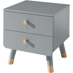 Vipack Table de chevet 2 tiroirs gris