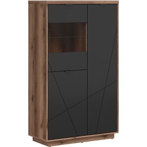 Petits meubles Vitrine 3 portes noire et naturelle