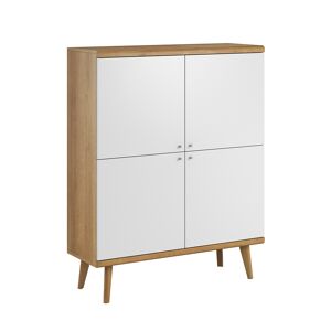 Petits meubles Buffet haut 4 portes naturel et blanc