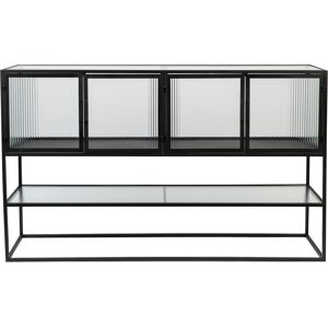 Dutchbone Buffet 4 portes 1 etagere en metal et verre trempe noir