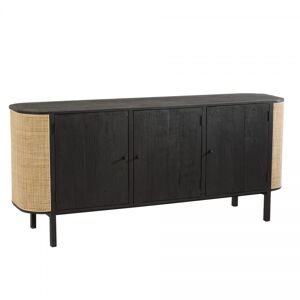 Meubles & Design Buffet bas 3 portes en rotin et bois noir