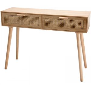 MACABANE Console en pin couleur naturelle 2 tiroirs cannage