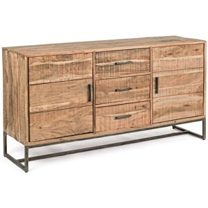 Hellin Buffet bas en bois d'acacia 2 portes 3 tiroirs bois et metal