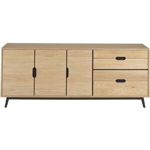 Hellin Buffet bas nordique en chene naturel 3 portes + 4 tiroirs L200