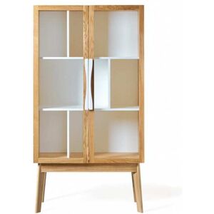 Hellin Vitrine scandinave coloree en bois 2 portes vitrees 2 tablettes