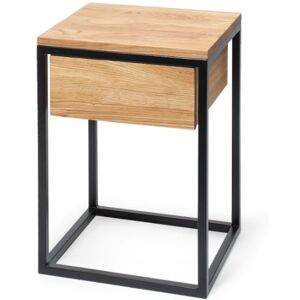 WOODEK Table de chevet en chene huile massif et metal noir