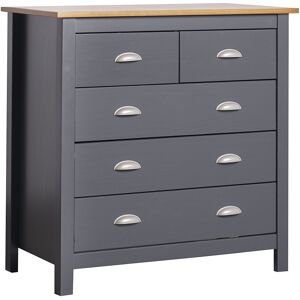 HOMN Commode 5 tiroirs anthracite, 79 cm longueur