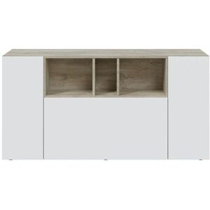 Usinestreet Buffet blanc/bois avec 3 portes et 3 niches L150cm