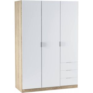 Dmora Garde-robe a 3 portes et 3 tiroirs effet bois blanc et chene