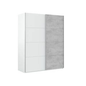 Dmora Garde-robe 2 portes coulissantes effet bois blanc et beton