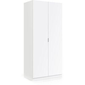 Dmora Garde-robe avec 2 portes battantes effet bois blanc