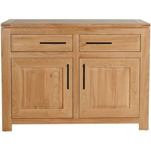 Hellin Buffet bas parisien moderne en chene clair 2 portes 2 tiroirs