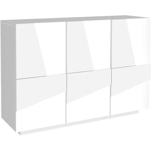 Dmora Meuble d'entree effet bois blanc brillant 121x38h86 cm