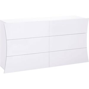 Dmora Commode geometrique moderne effet bois blanc brillant