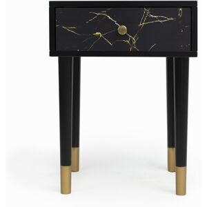 RNT by Really Nice Things Table de chevet en MDF avec imprime en marbre noir.